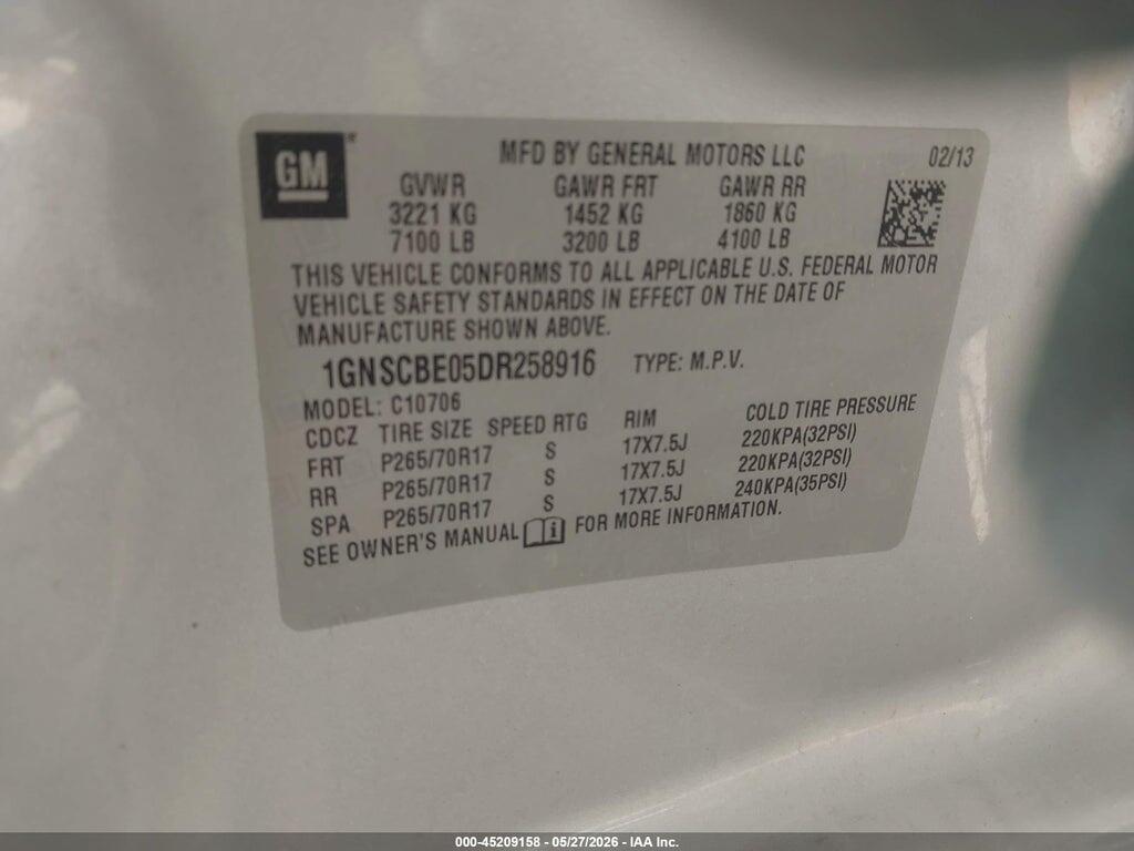 1GNSCBE05DR258916 2013 CHEVROLET TAHOE photo no. 9