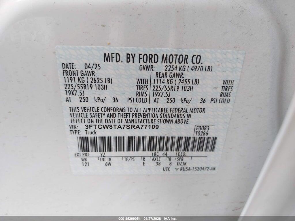3FTCW8TA7SRA77109 2025 FORD MAVERICK photo no. 9