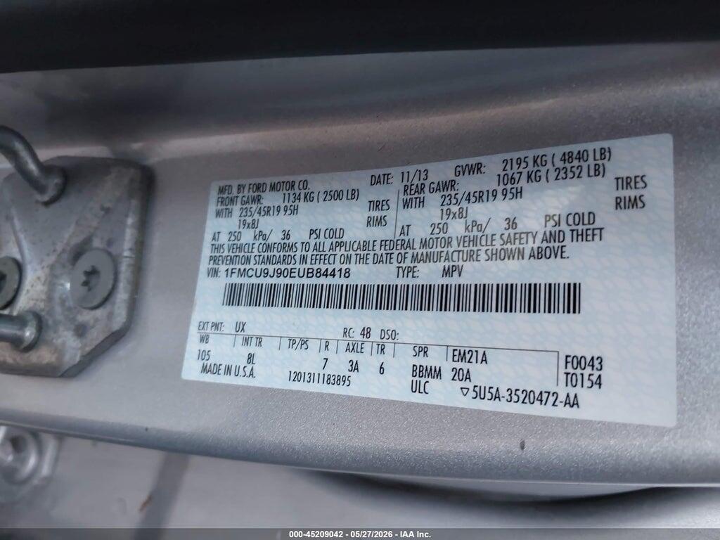 1FMCU9J90EUB84418 2014 FORD ESCAPE photo no. 9