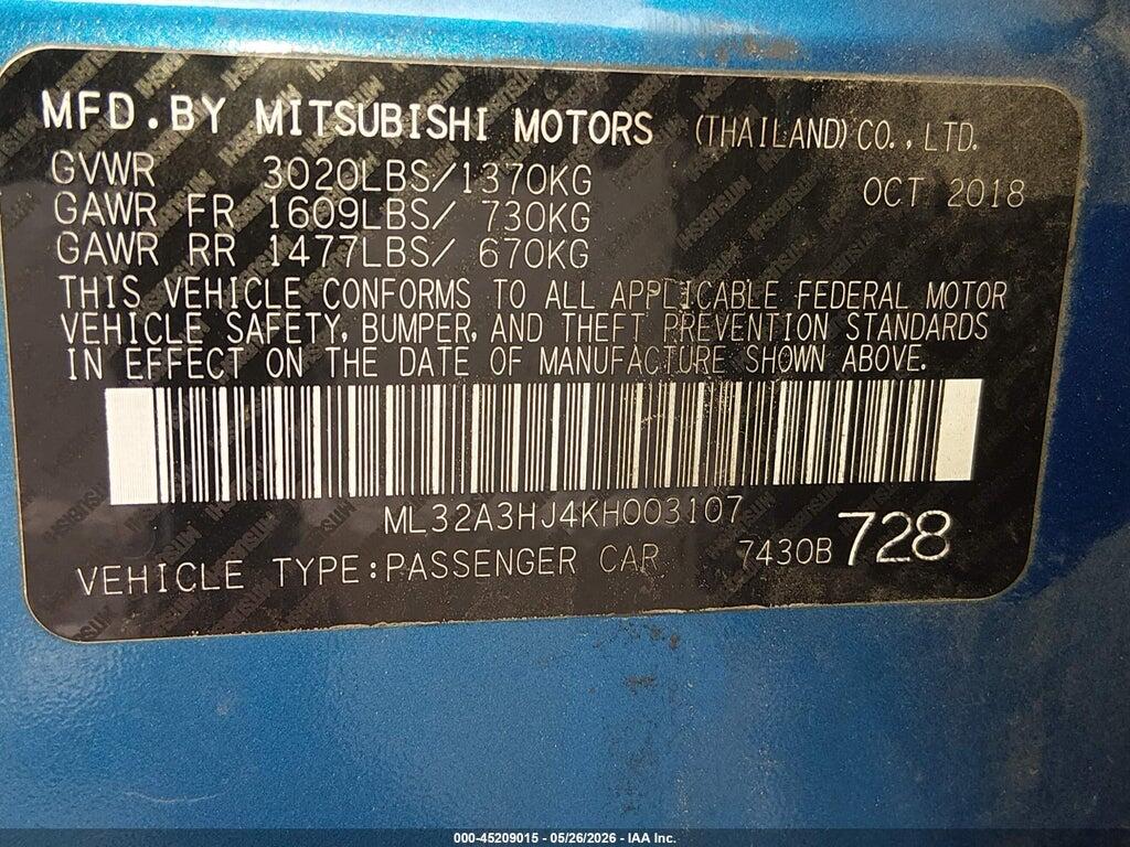 ML32A3HJ4KH003107 2019 MITSUBISHI MIRAGE photo no. 9