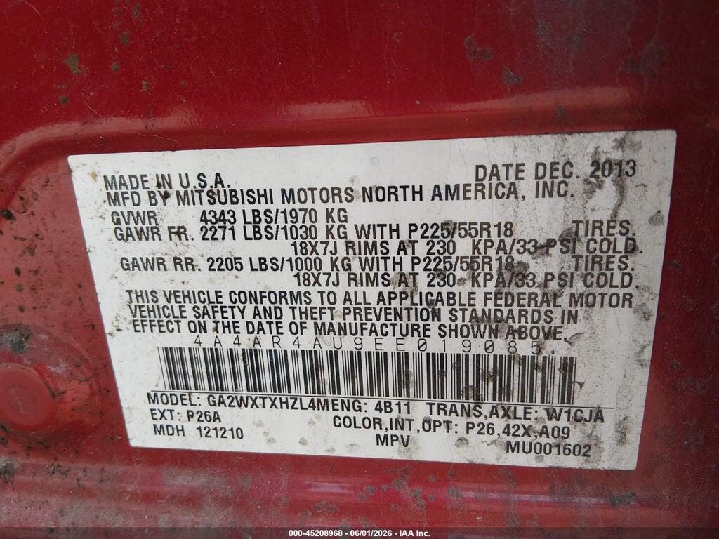 4A4AR4AU9EE019085 2014 MITSUBISHI OUTLANDER SPORT photo no. 9