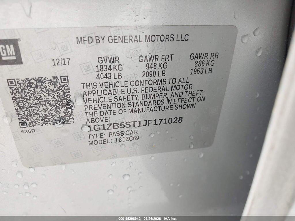 1G1ZB5ST1JF171028 2018 CHEVROLET MALIBU photo no. 9