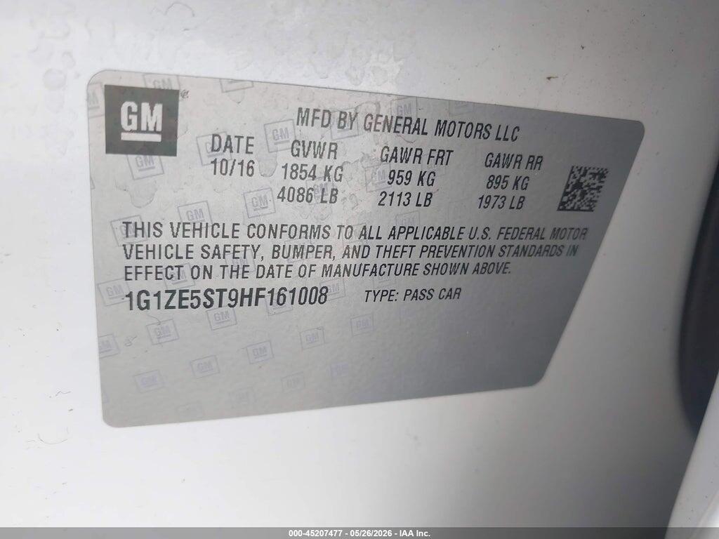1G1ZE5ST9HF161008 2017 CHEVROLET MALIBU photo no. 9
