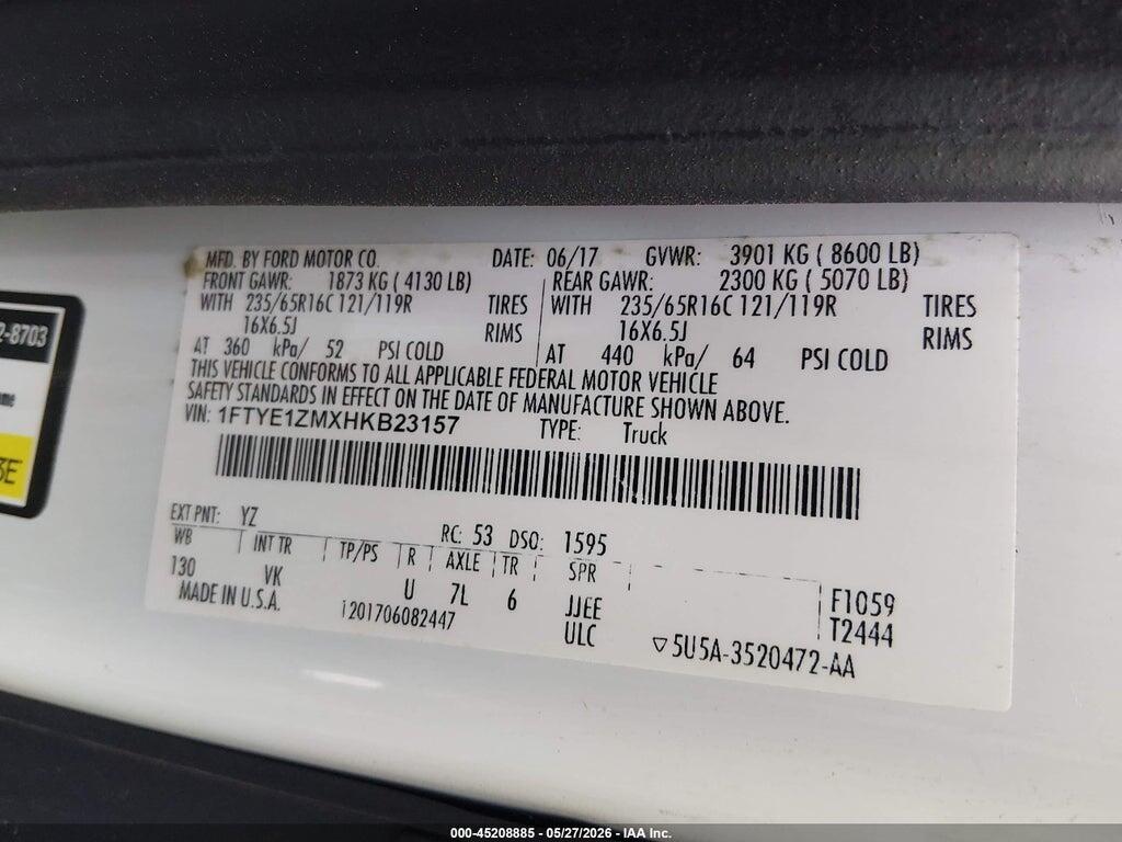 1FTYE1ZMXHKB23157 2017 FORD TRANSIT-150 photo no. 9