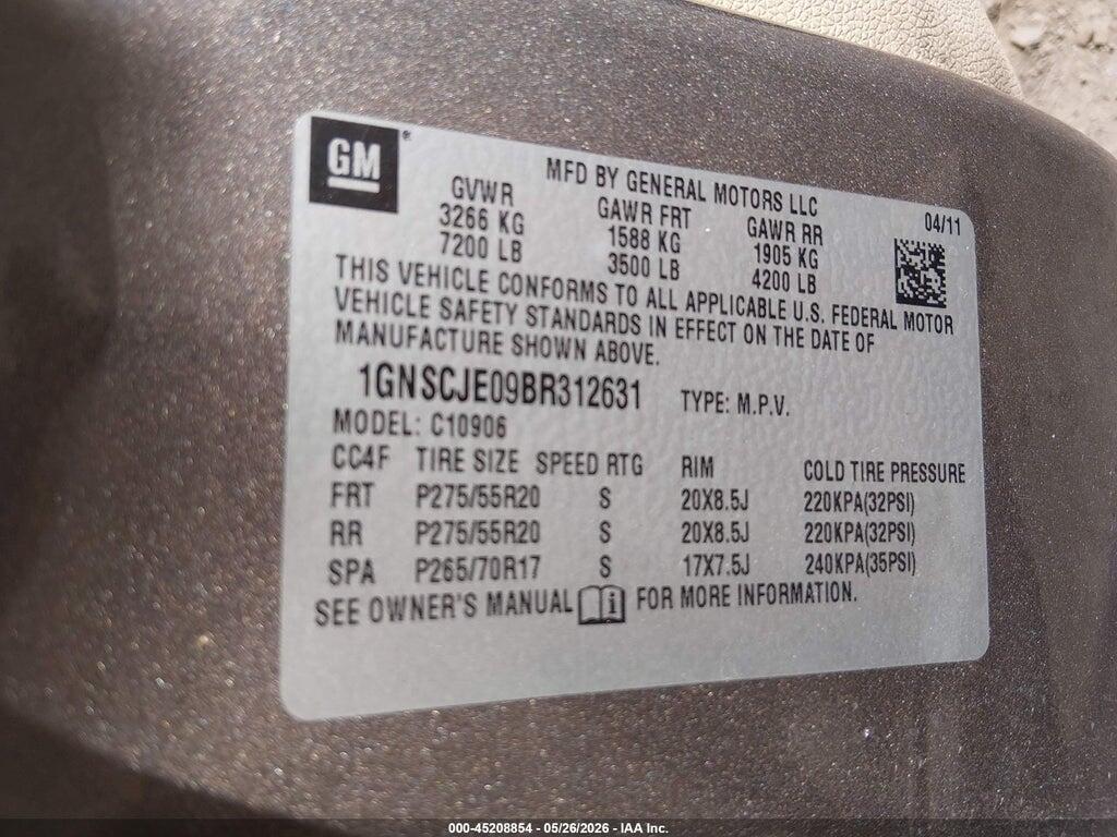 1GNSCJE09BR312631 2011 CHEVROLET SUBURBAN 1500 photo no. 9