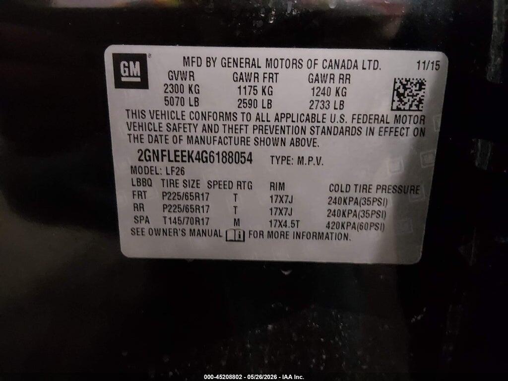 2GNFLEEK4G6188054 2016 CHEVROLET EQUINOX photo no. 9