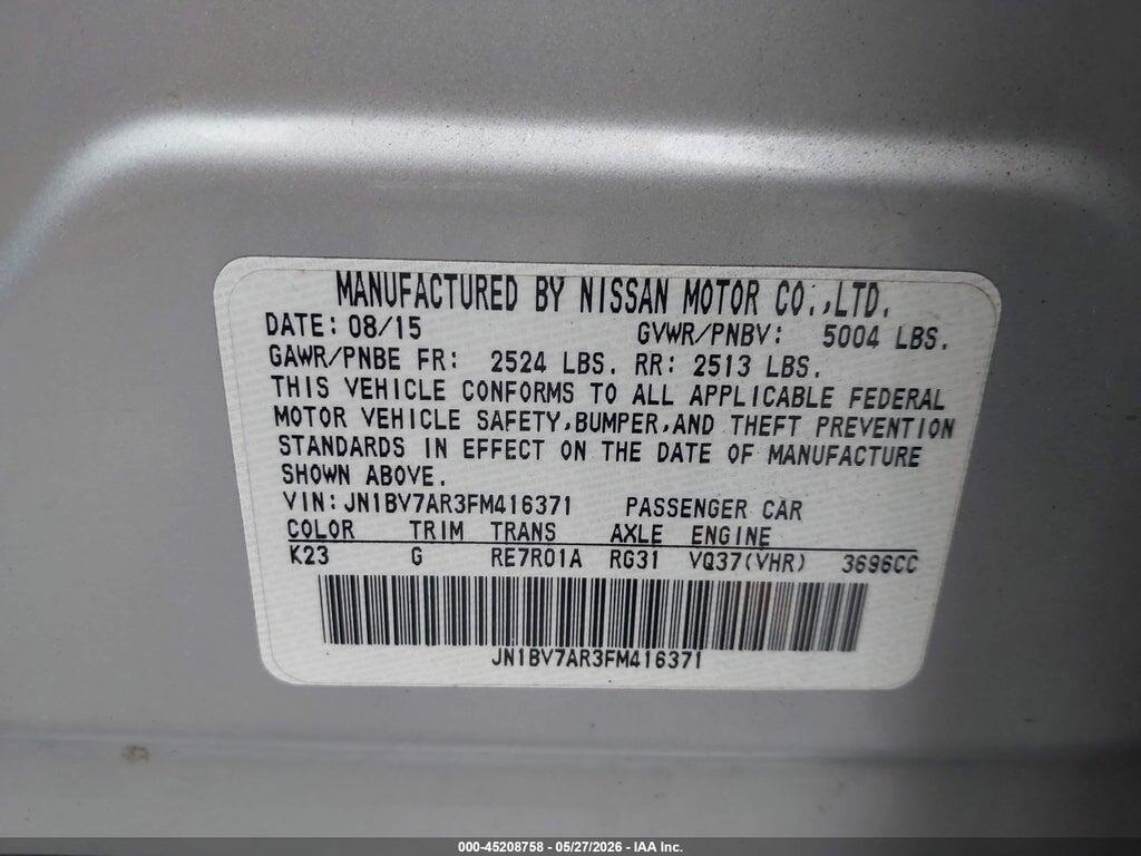 JN1BV7AR3FM416371 2015 INFINITI Q50 photo no. 9