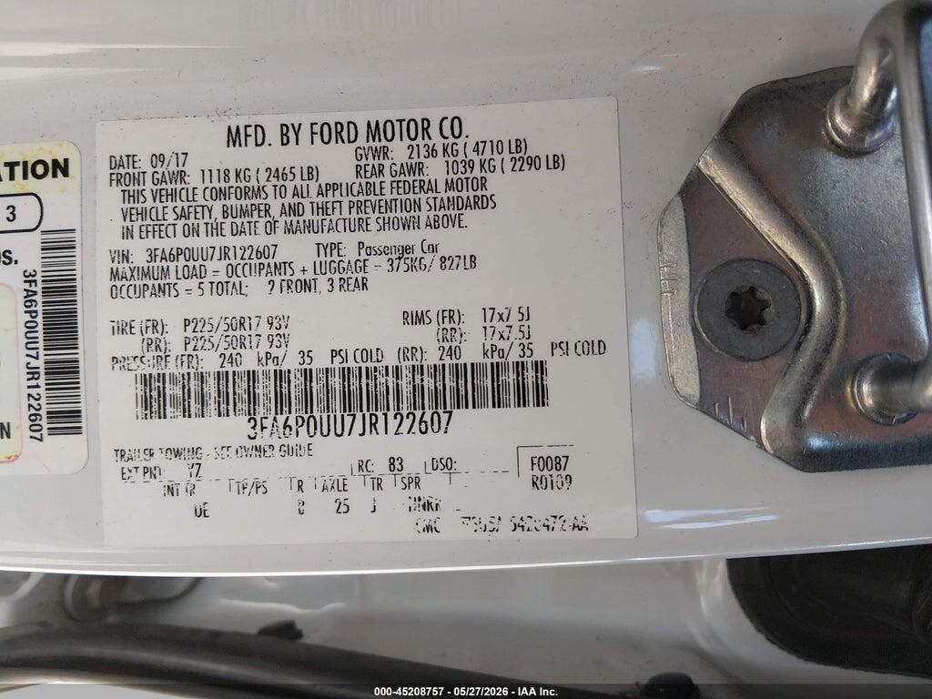 3FA6P0UU7JR122607 2018 FORD FUSION HYBRID photo no. 9