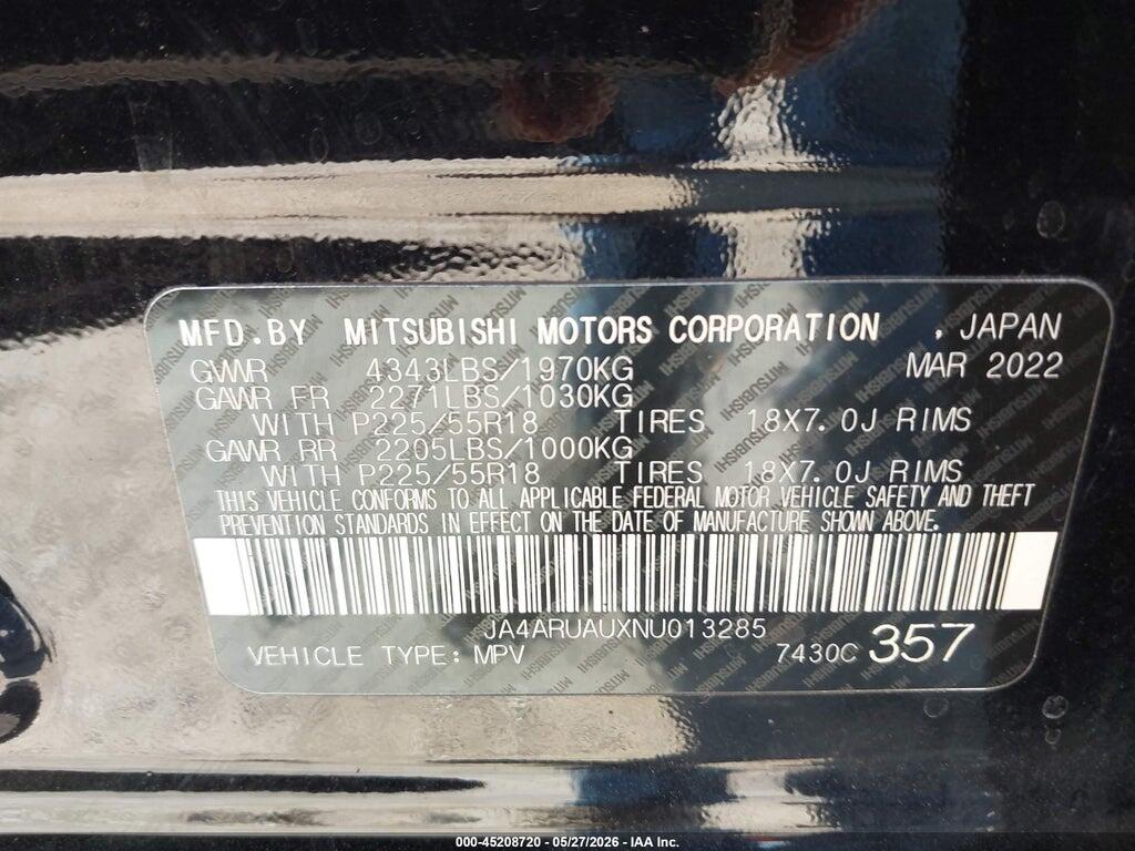 JA4ARUAUXNU013285 2022 MITSUBISHI OUTLANDER SPORT photo no. 9