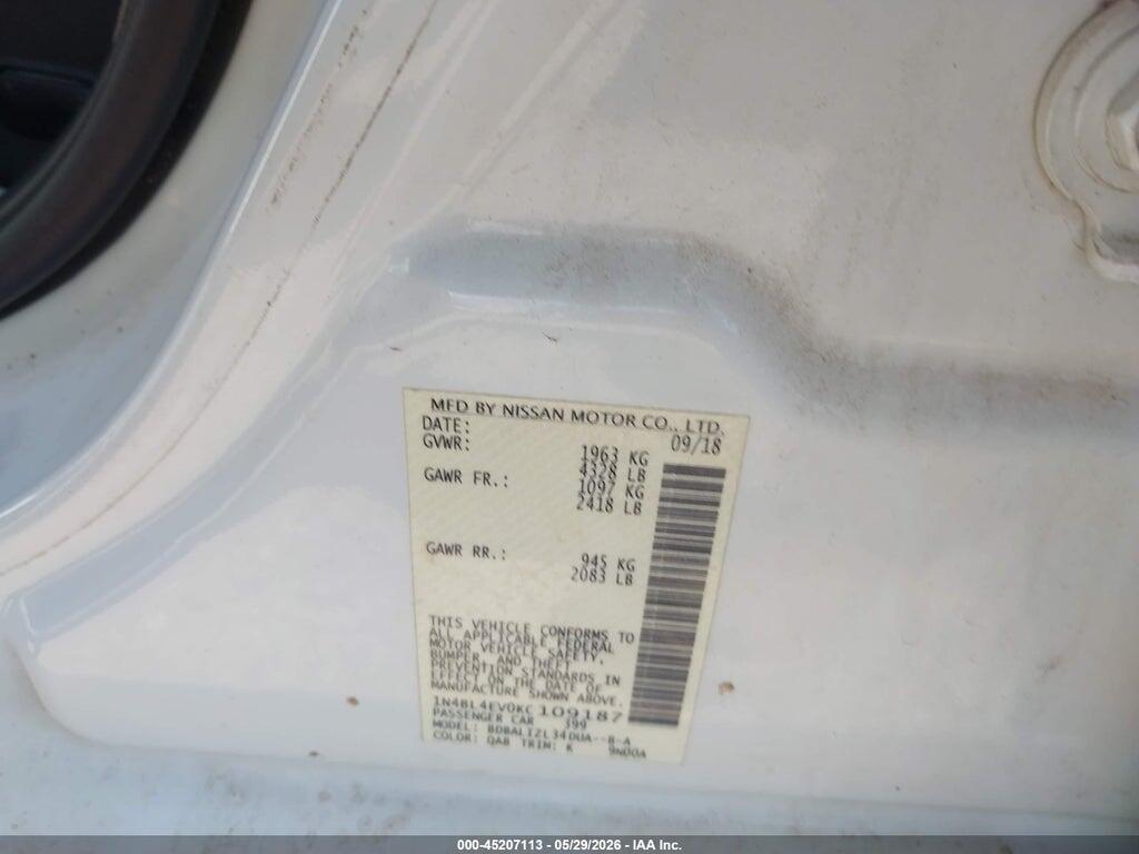 1N4BL4EV0KC109187 2019 NISSAN ALTIMA photo no. 9