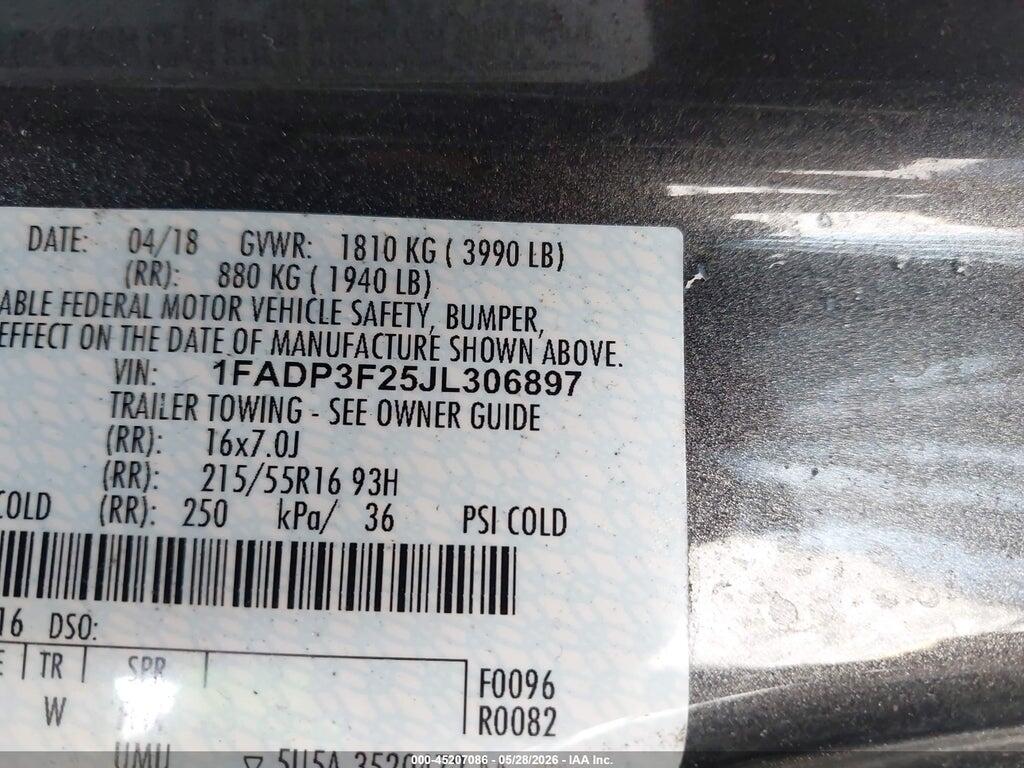 1FADP3F25JL306897 2018 FORD FOCUS photo no. 9