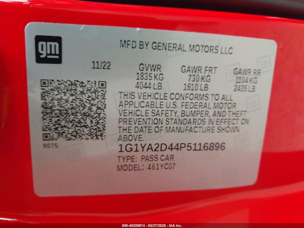 1G1YA2D44P5116896 2023 CHEVROLET CORVETTE STINGRAY photo no. 9