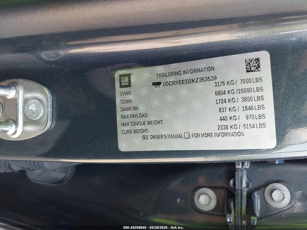 1GCRYEED2KZ353539 2019 CHEVROLET SILVERADO 1500 photo no. 9