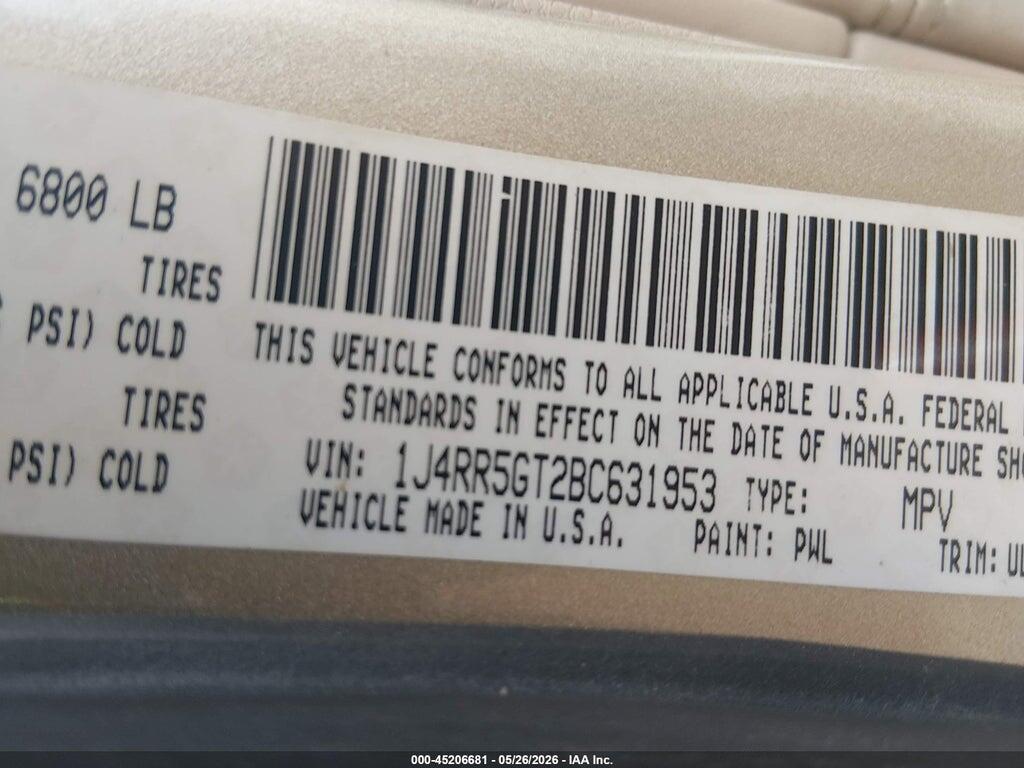 1J4RR5GT2BC631953 2011 JEEP GRAND CHEROKEE photo no. 9
