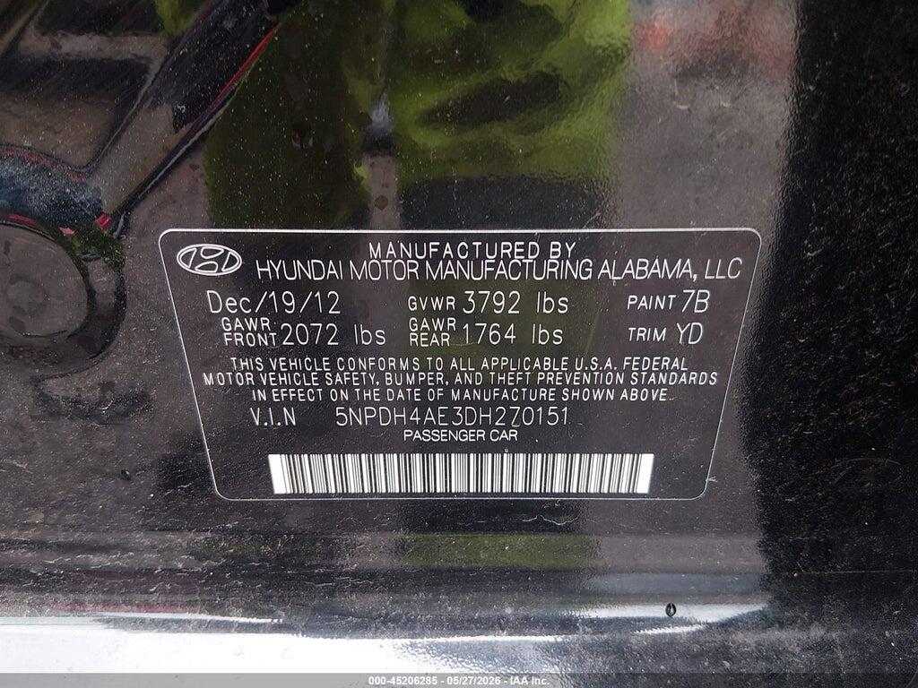 5NPDH4AE3DH270151 2013 HYUNDAI ELANTRA photo no. 9