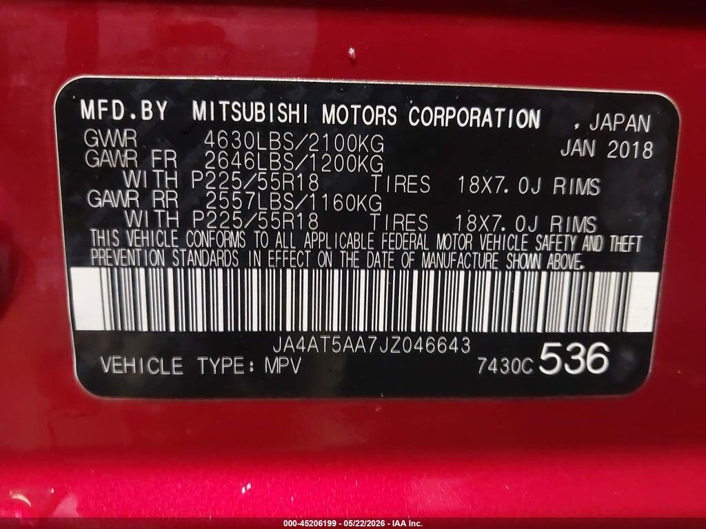 JA4AT5AA7JZ046643 2018 MITSUBISHI ECLIPSE CROSS photo no. 9