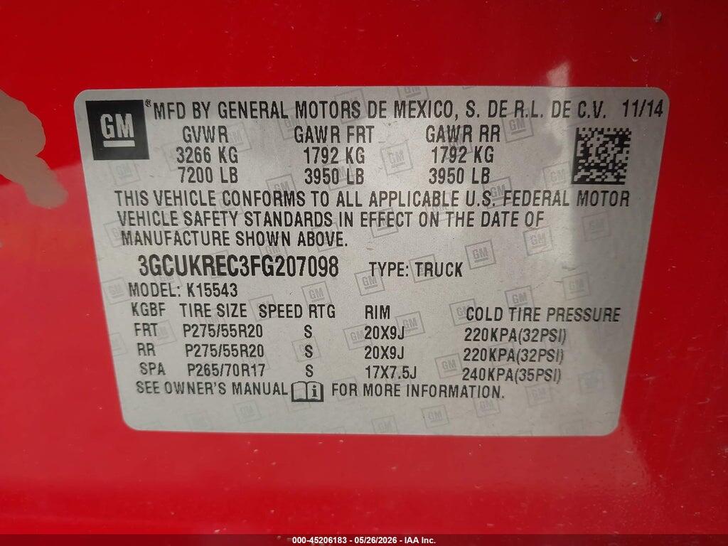 3GCUKREC3FG207098 2015 CHEVROLET SILVERADO 1500 photo no. 9
