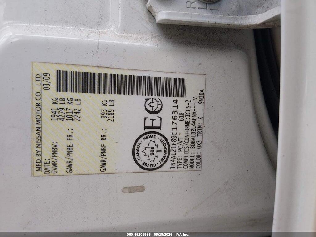 1N4AL21E89C176314 2009 NISSAN ALTIMA photo no. 9