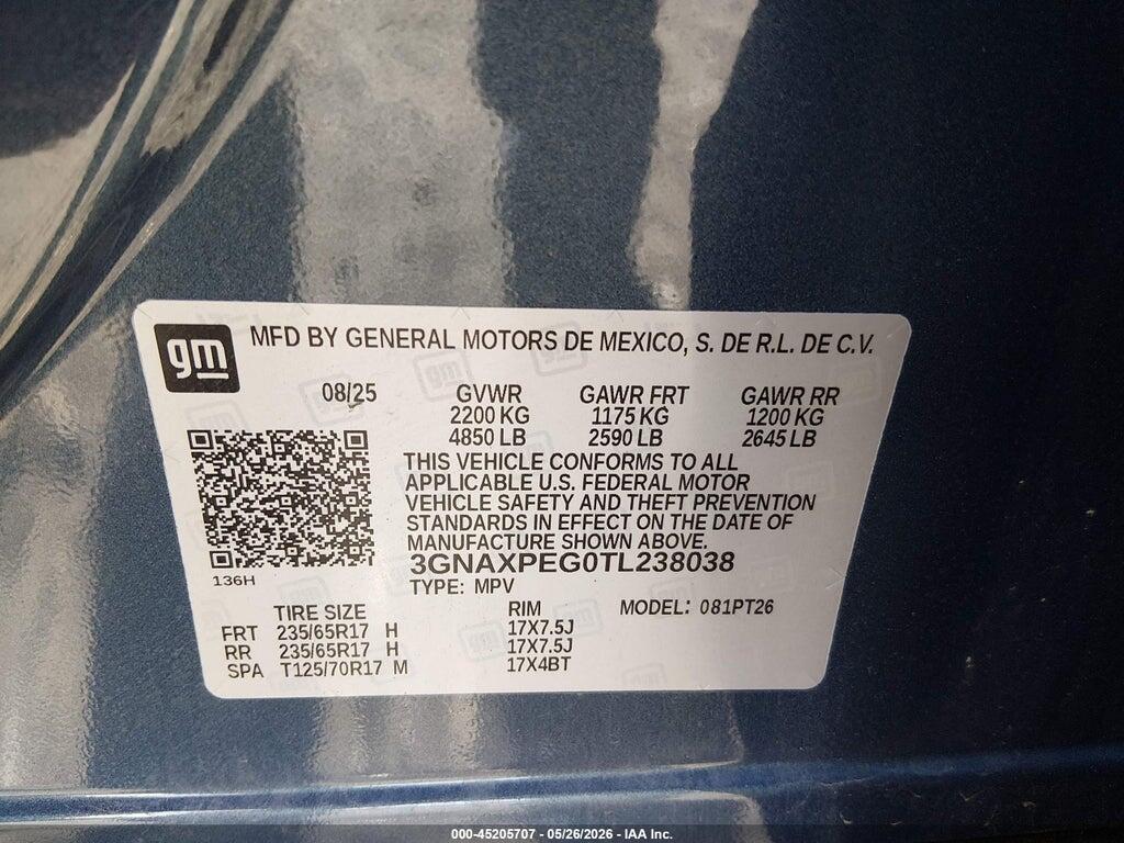 3GNAXPEG0TL238038 2026 CHEVROLET EQUINOX photo no. 9