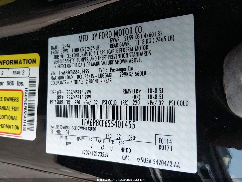 1FA6P8CF6S5401455 2025 FORD MUSTANG photo no. 9