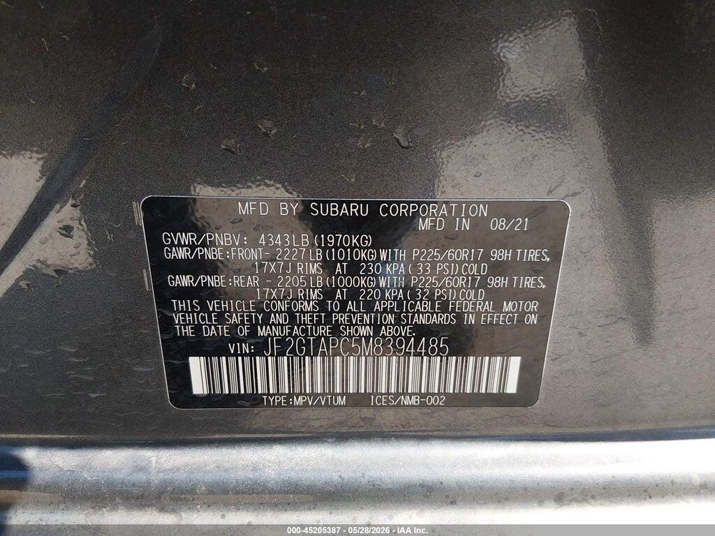 JF2GTAPC5M8394485 2021 SUBARU CROSSTREK photo no. 9