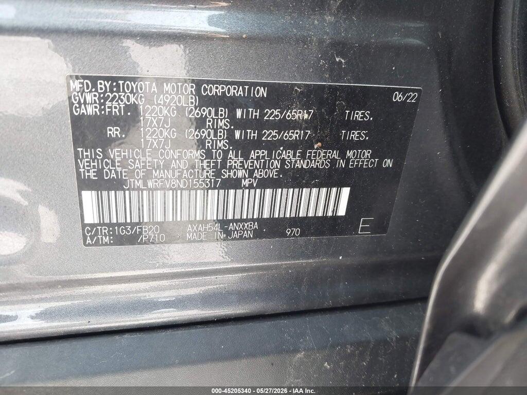 JTMLWRFV8ND155317 2022 TOYOTA RAV4 HYBRID photo no. 9