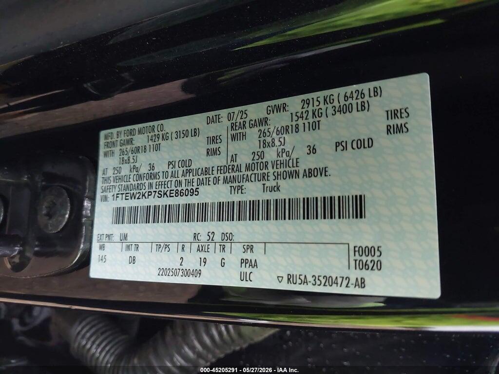 1FTEW2KP7SKE86095 2025 FORD F-150 photo no. 9