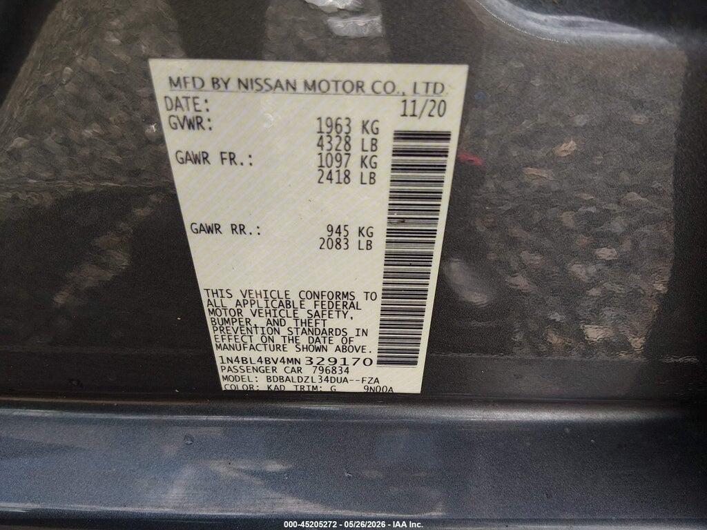 1N4BL4BV4MN329170 2021 NISSAN ALTIMA photo no. 9