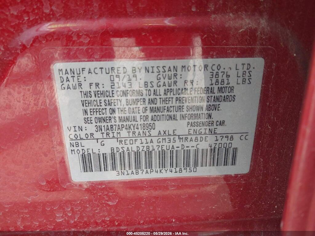 3N1AB7AP4KY418950 2019 NISSAN SENTRA photo no. 9
