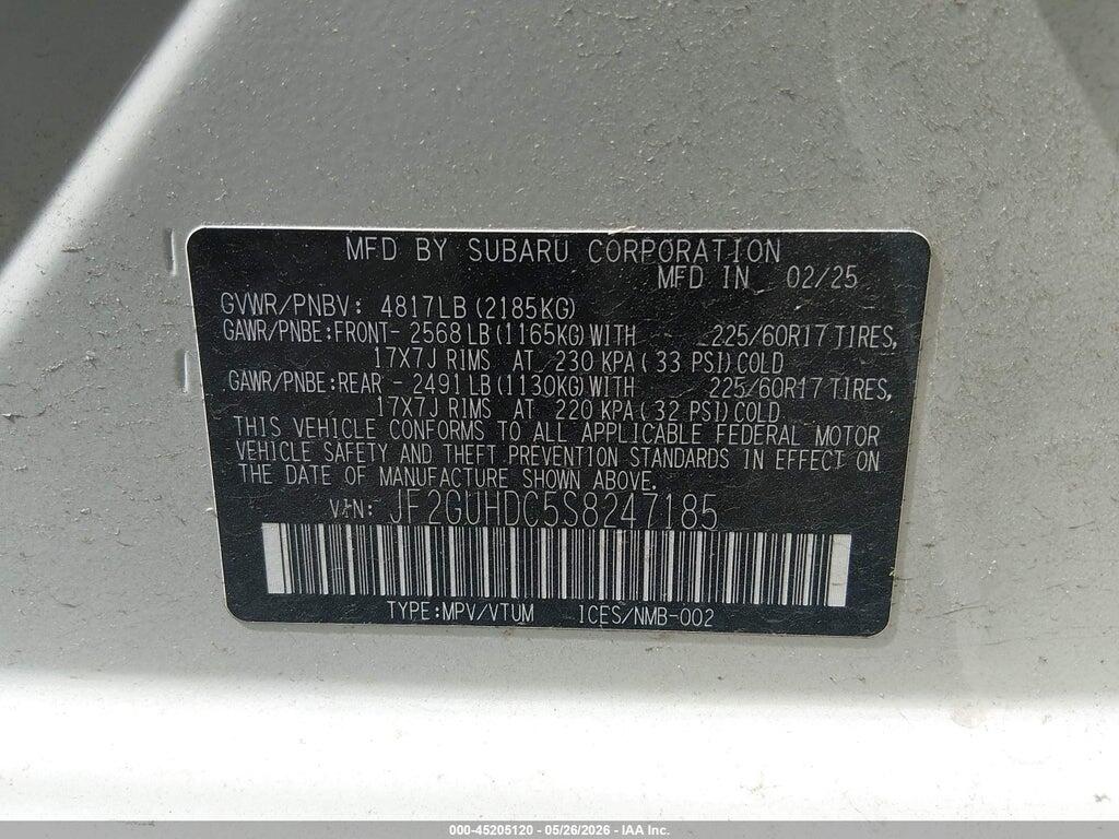 JF2GUHDC5S8247185 2025 SUBARU CROSSTREK photo no. 9