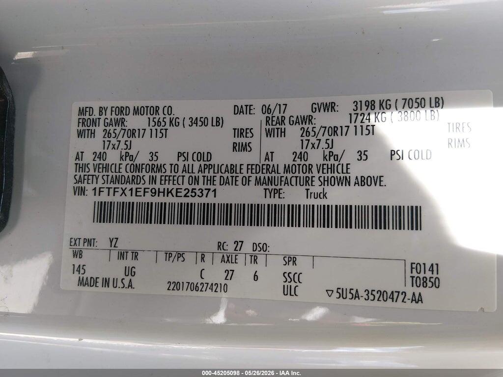 1FTFX1EF9HKE25371 2017 FORD F-150 photo no. 9