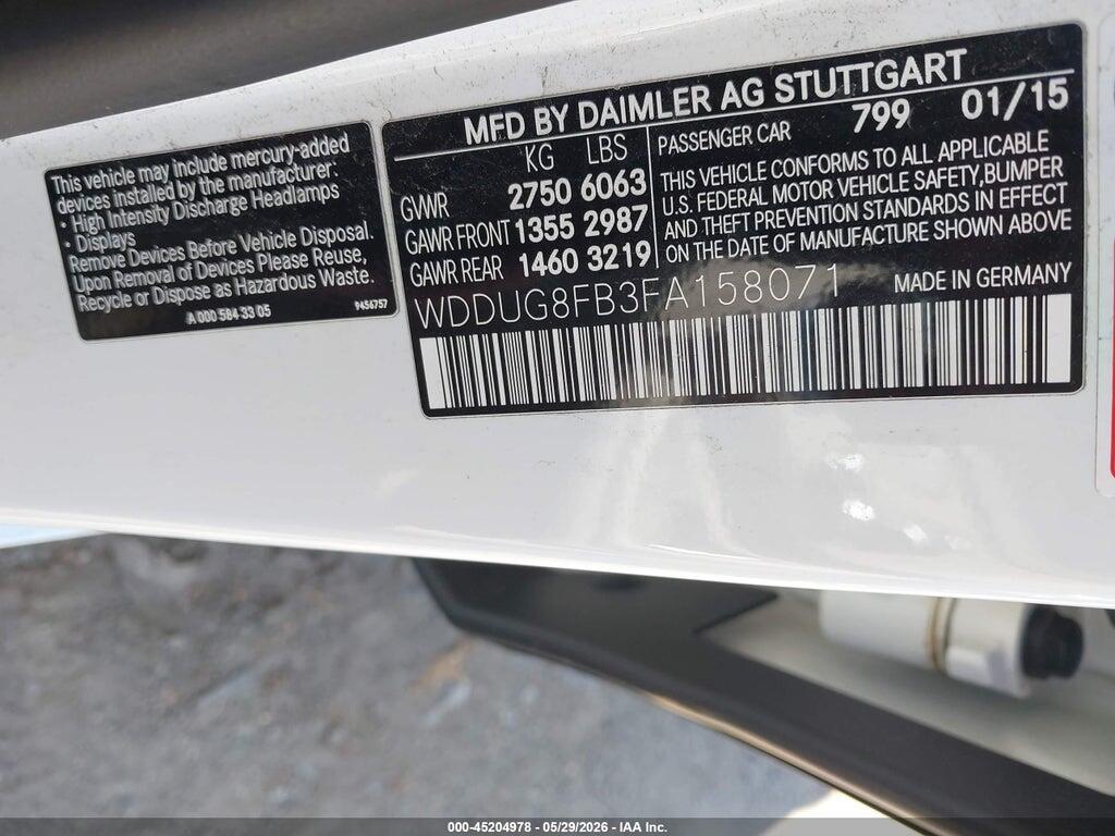 WDDUG8FB3FA158071 2015 MERCEDES-BENZ S 550 photo no. 9
