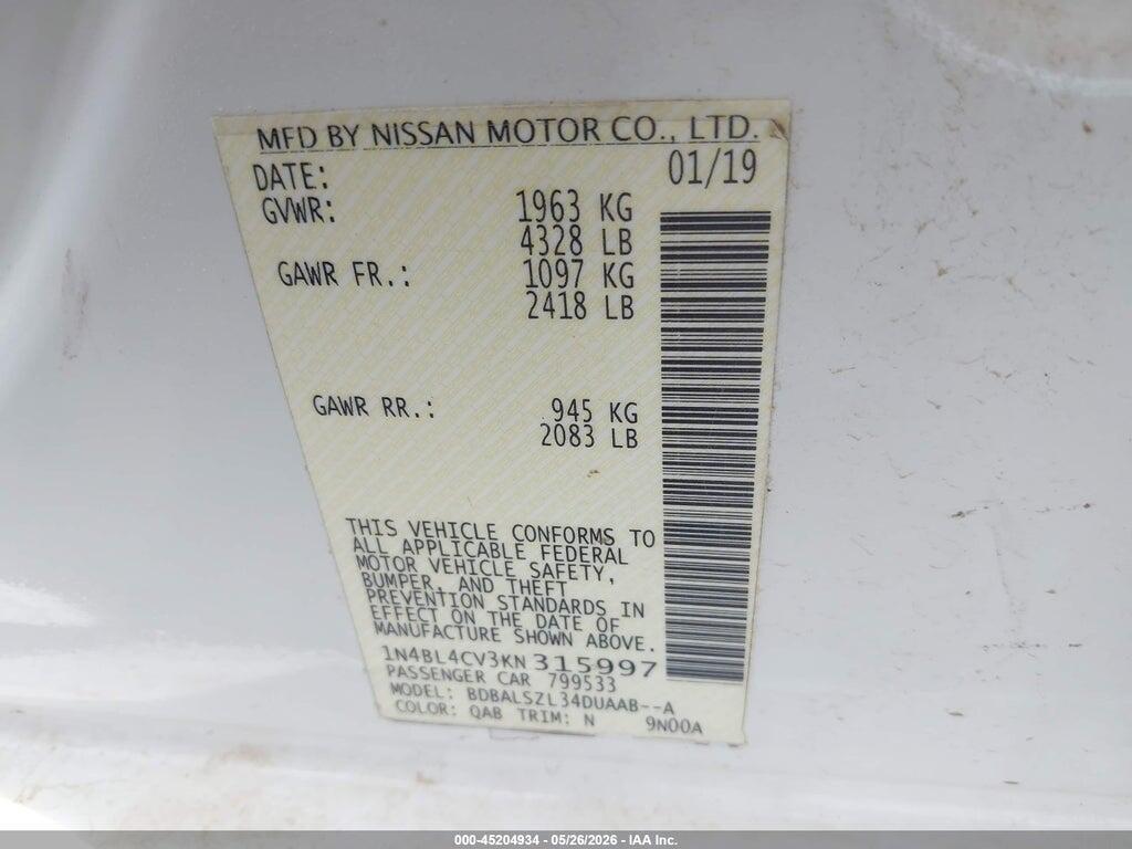 1N4BL4CV3KN315997 2019 NISSAN ALTIMA photo no. 9