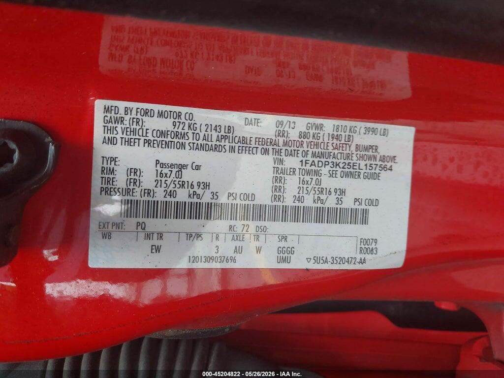 1FADP3K25EL157564 2014 FORD FOCUS photo no. 9