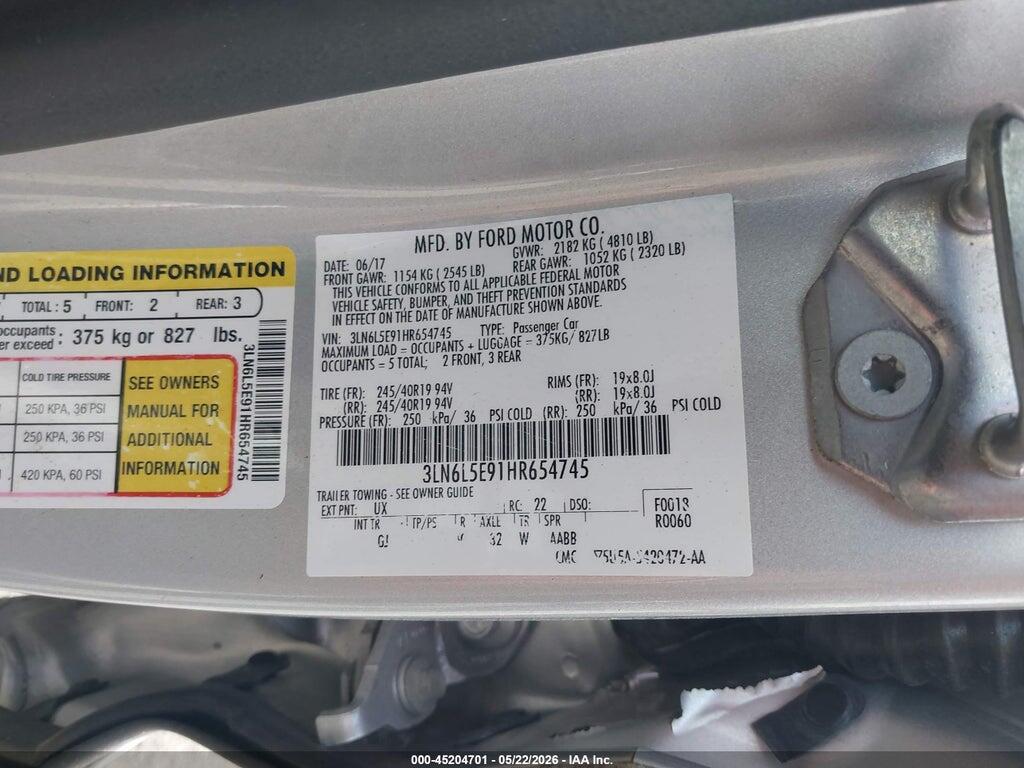 3LN6L5E91HR654745 2017 LINCOLN MKZ photo no. 9