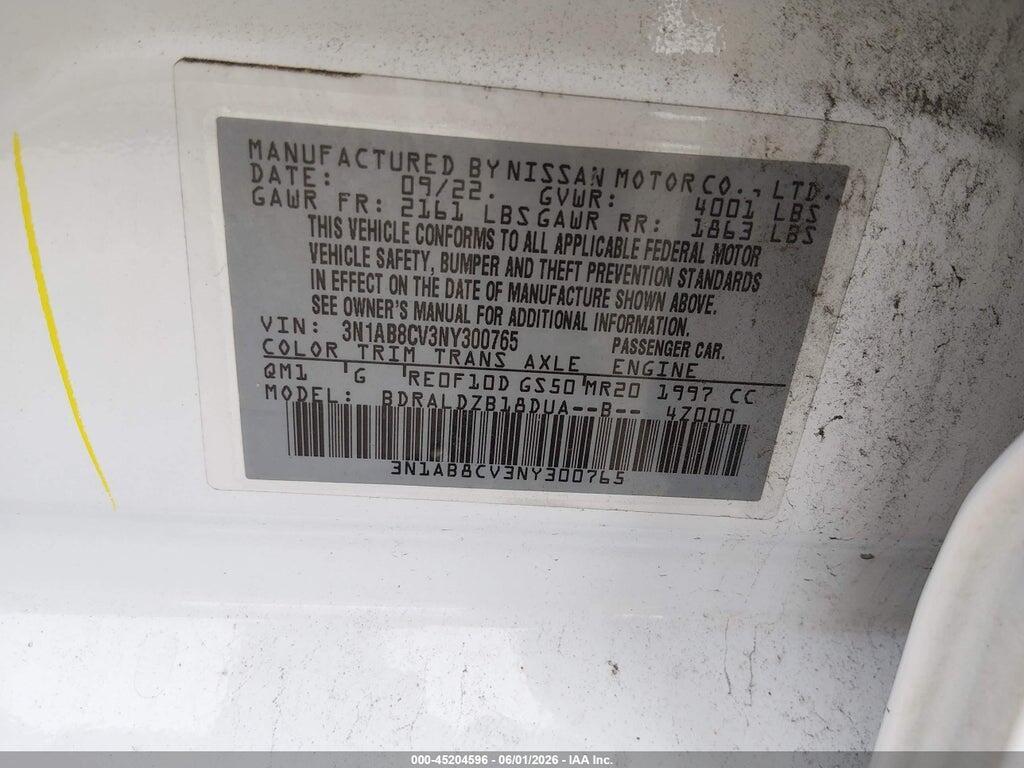3N1AB8CV3NY300765 2022 NISSAN SENTRA photo no. 9