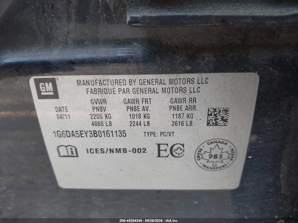 1G6DA5EY3B0161135 2011 CADILLAC CTS photo no. 9