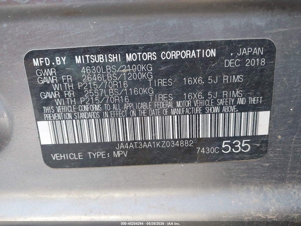 JA4AT3AA1KZ034882 2019 MITSUBISHI ECLIPSE CROSS photo no. 9