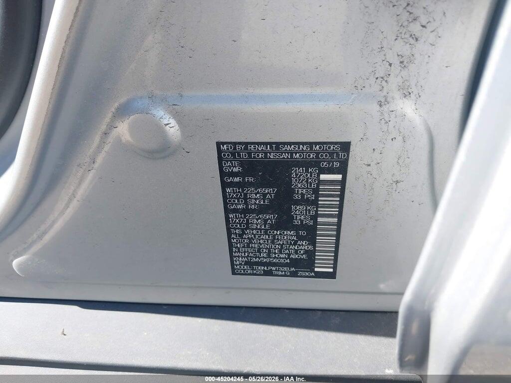 KNMAT2MV5KP560104 2019 NISSAN ROGUE photo no. 9