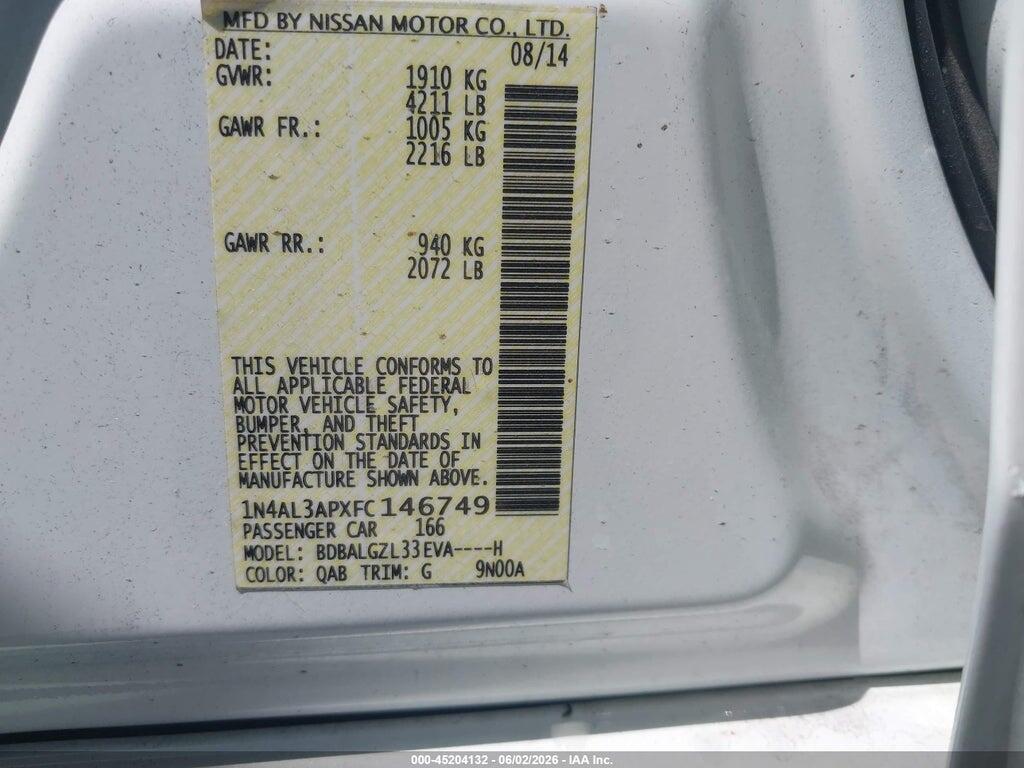 1N4AL3APXFC146749 2015 NISSAN ALTIMA photo no. 9