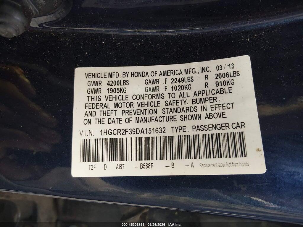1HGCR2F39DA151632 2013 HONDA ACCORD photo no. 9