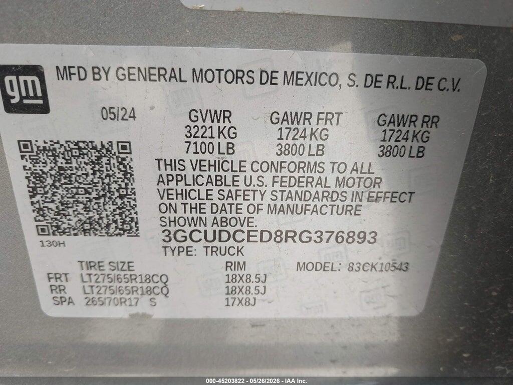 3GCUDCED8RG376893 2024 CHEVROLET SILVERADO 1500 photo no. 9
