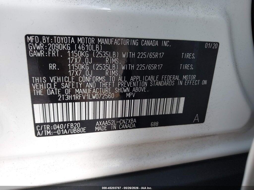 2T3H1RFV1LW072560 2020 TOYOTA RAV4 photo no. 9