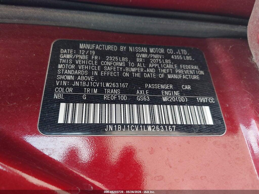 JN1BJ1CV1LW263167 2020 NISSAN ROGUE SPORT photo no. 9