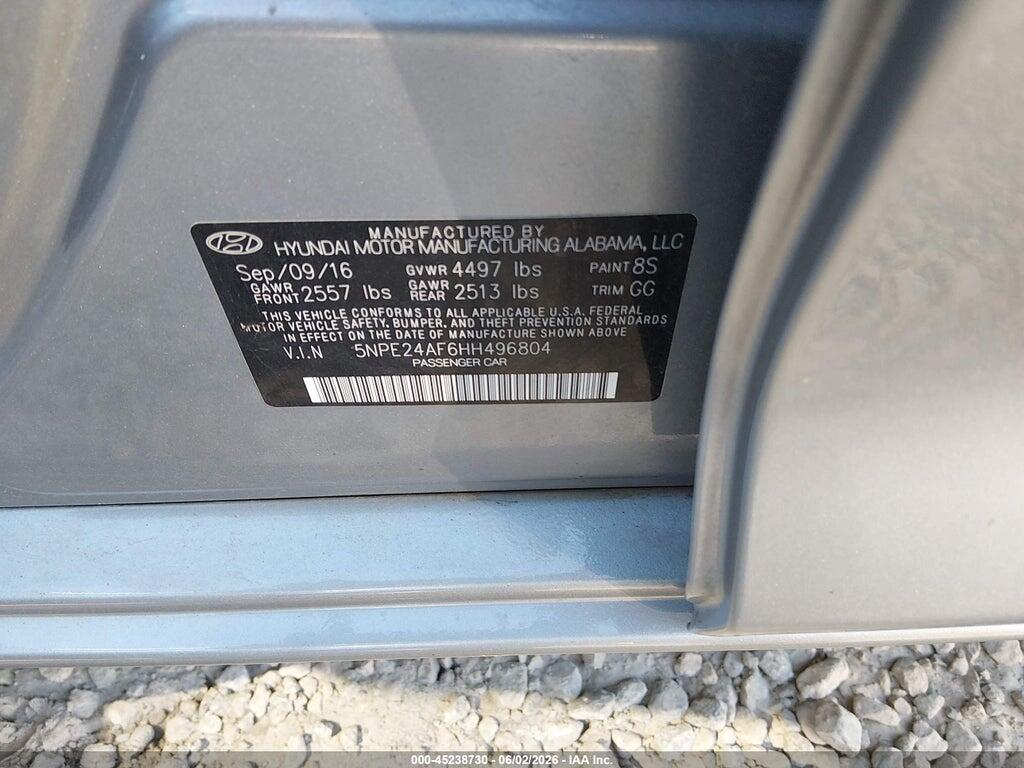 5NPE24AF6HH496804 2017 HYUNDAI SONATA photo no. 9