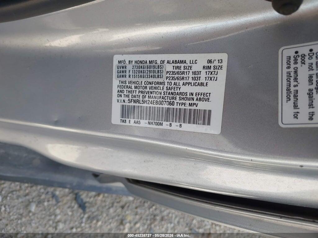 5FNRL5H24EB007060 2014 HONDA ODYSSEY photo no. 9
