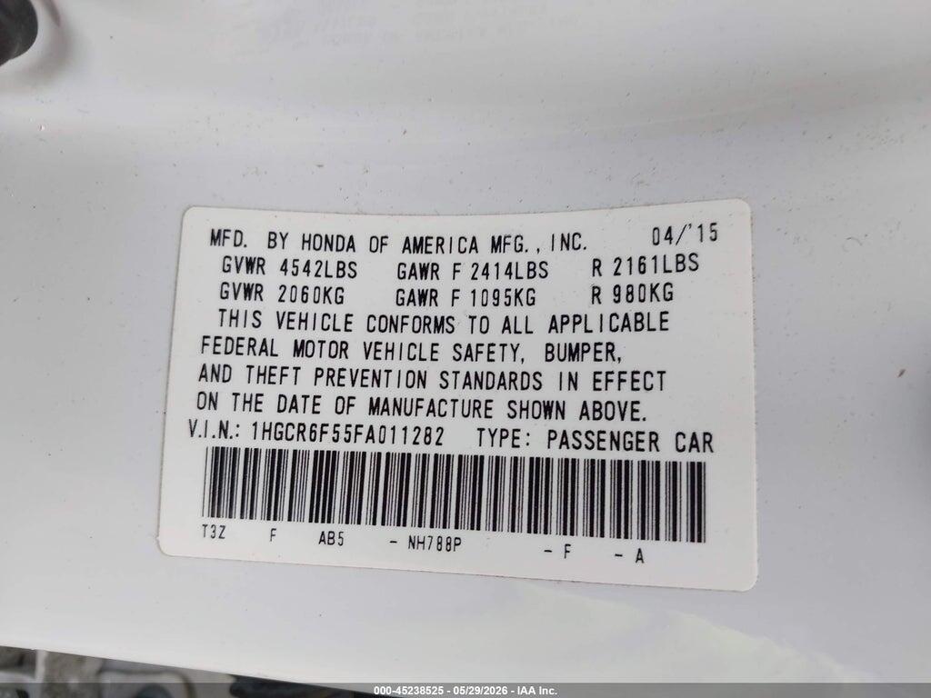 1HGCR6F55FA011282 2015 HONDA ACCORD HYBRID photo no. 9