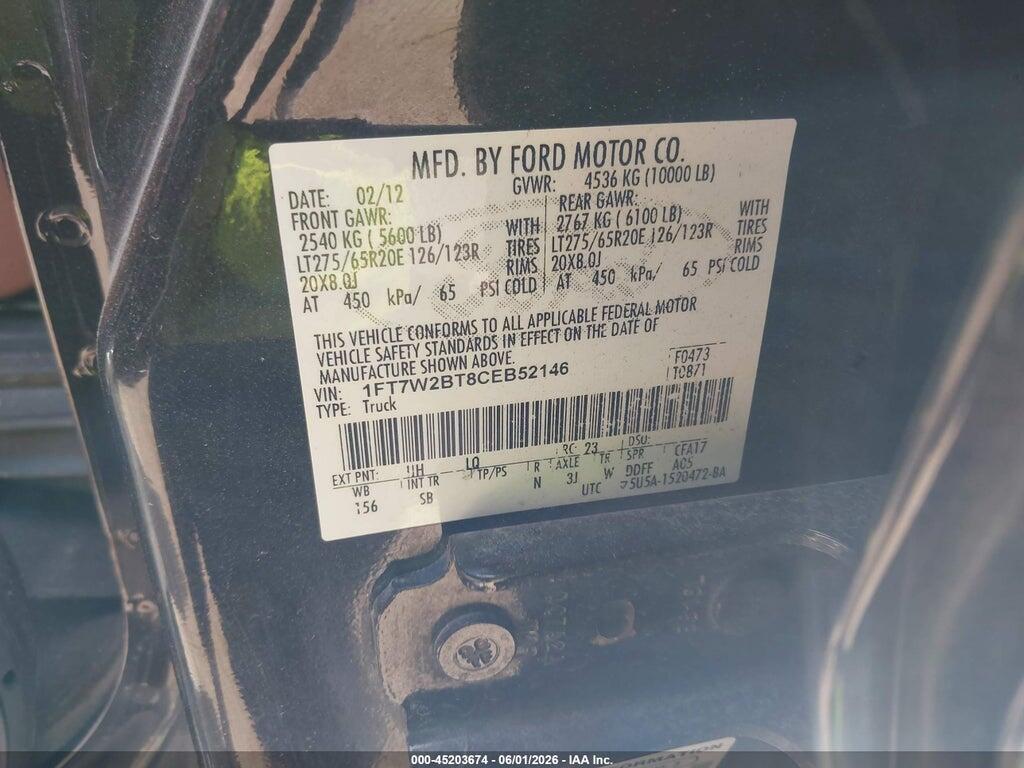 1FT7W2BT8CEB52146 2012 FORD F-250 photo no. 9