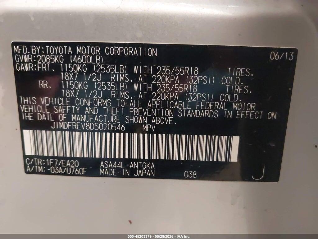 JTMDFREV8D5020546 2013 TOYOTA RAV4 photo no. 9