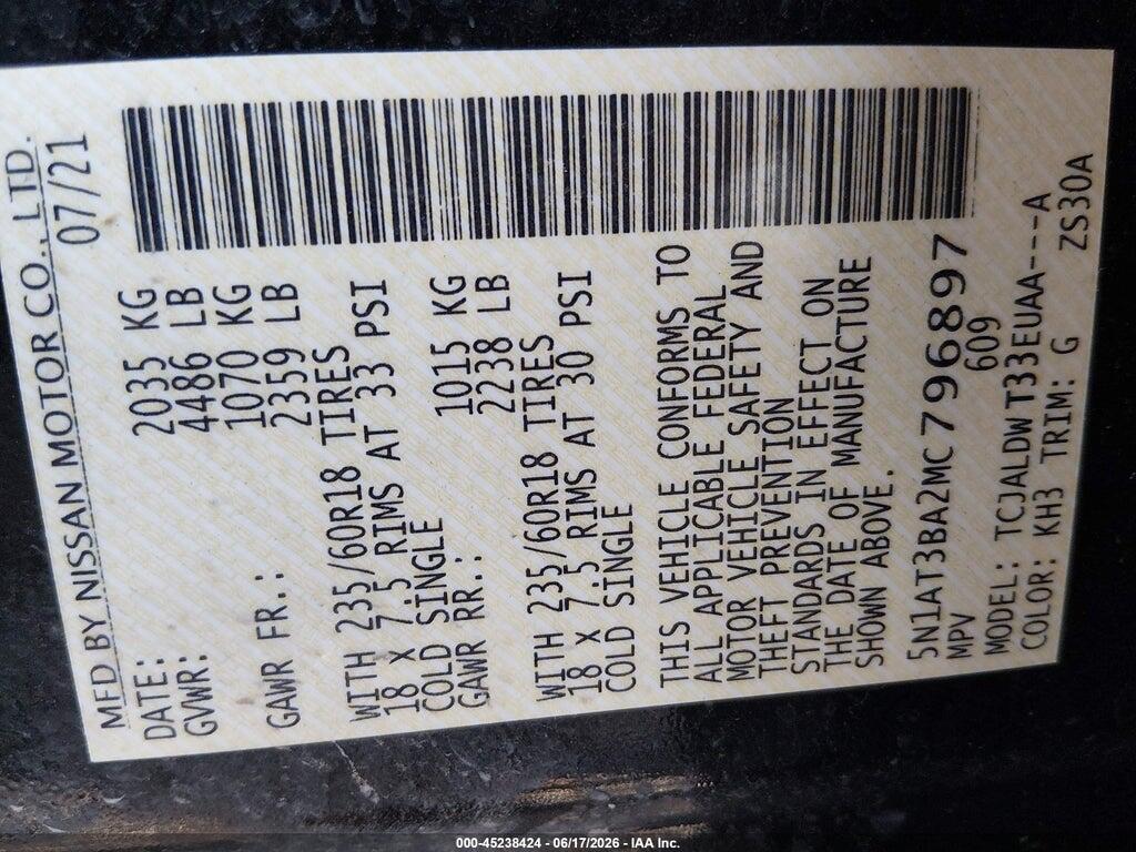 5N1AT3BA2MC796897 2021 NISSAN ROGUE photo no. 9